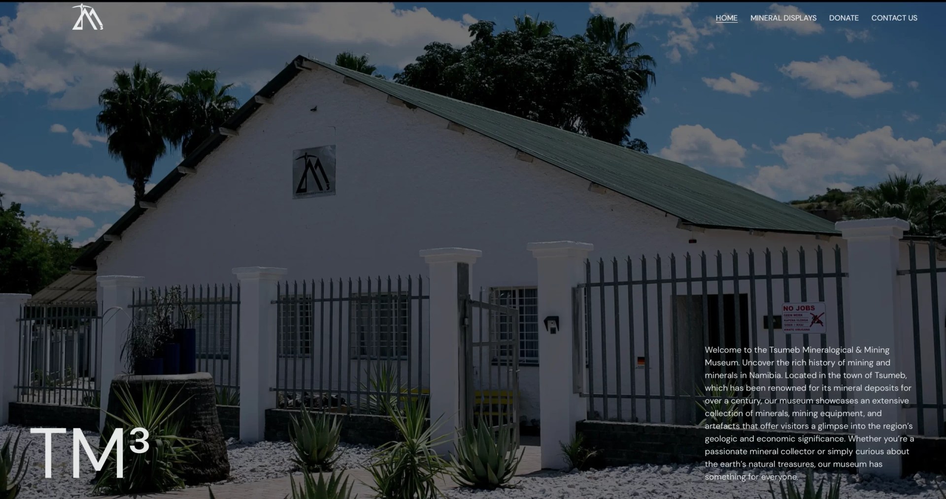 Tsumeb Mineralogical Museum website screen.